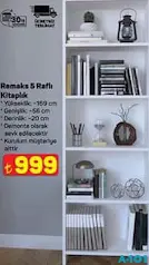 REMAKS 5 RAFLI KİTAPLIK fiyat ve kampanya bilgisi